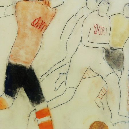 "TRAINIG"  Mixed Media, Wachs, Papier