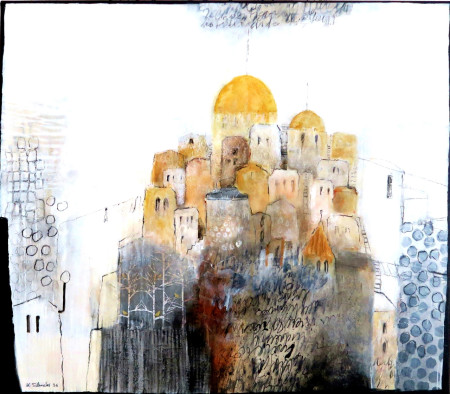 "DIE GOLDENE KUPPEL" Mixed Media/Leinwand  80x70