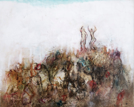 "GESCHAFFT" Mixed Media/Holz  60x30