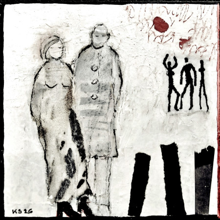 "SERIE GESCHICHTEN" Geschichte Nr.1 Mixed Media/Papier/Holz 20x20